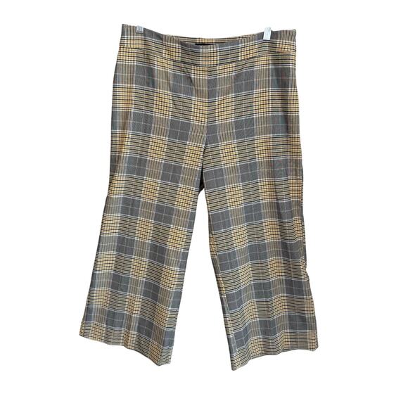 Rachel Zoe Pants Womens 12 Multi Plaid Cropped Straight Wide Leg Hi Rise Stretch - Picture 1 of 8